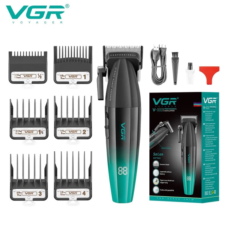 ماشین اصلاح حرفهای وی جی آر مدل V-003 (حجمزن و سایهزن قدرتمند)